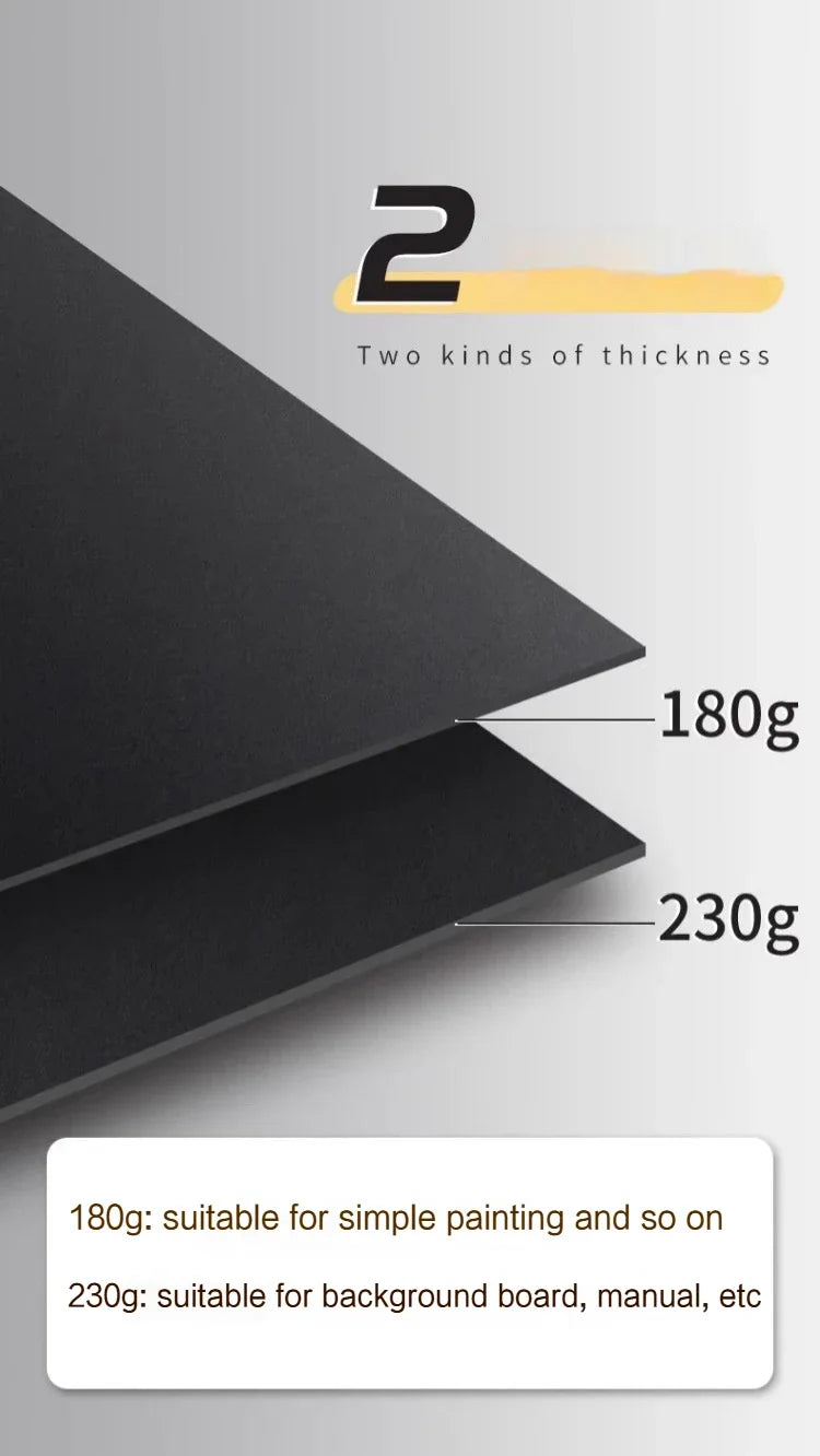 Papel de cartón negro grueso de 180/230/300gsm, papel A4/A5, 20-100 Uds., papel para bocetos de dibujo a mano