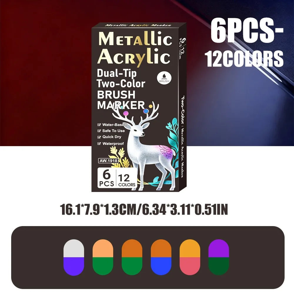 Rotulador acrílico con tinta a base de agua, disponible en 6, 12 y 24 colores, con doble punta