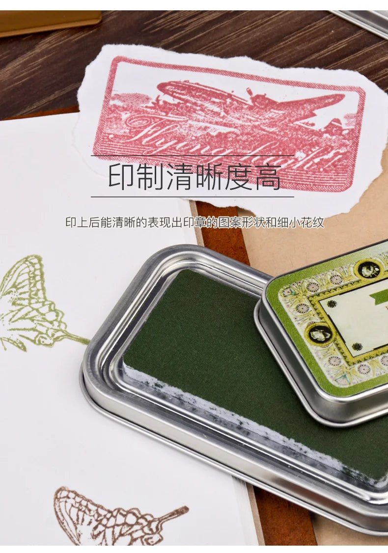 Almohadillas de tinta japonesas Classique, tinta aceitosa de Color Retro, almohadilla de tinta de secado rápido, sello de caja de Metal resistente al agua, 12 colores disponibles, 1 ud.