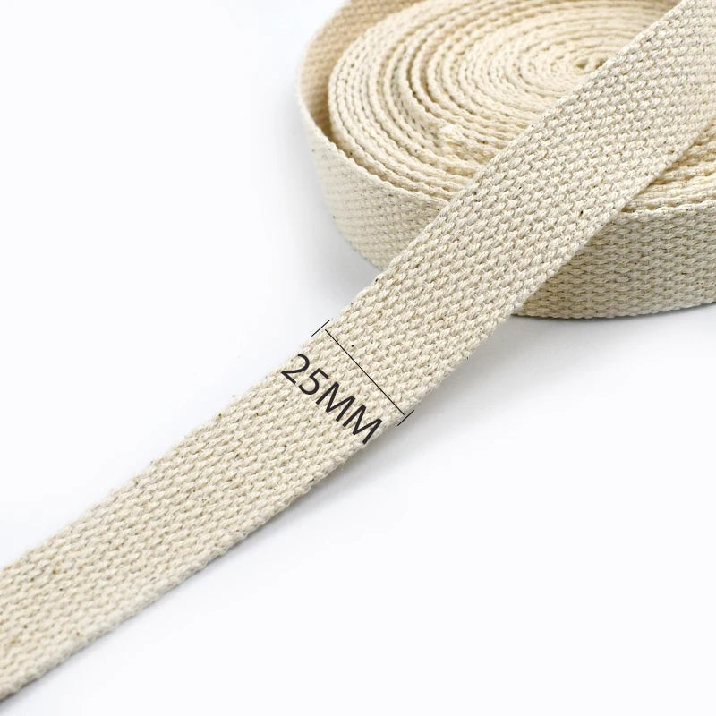 Huinchas de algodón de lona beige de 10 metros, 15-38mm