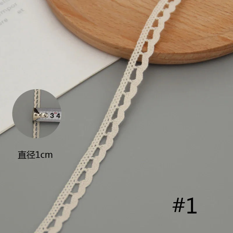 Cinta de encaje de algodón para costura, accesorio de 5M para costura color Beige.