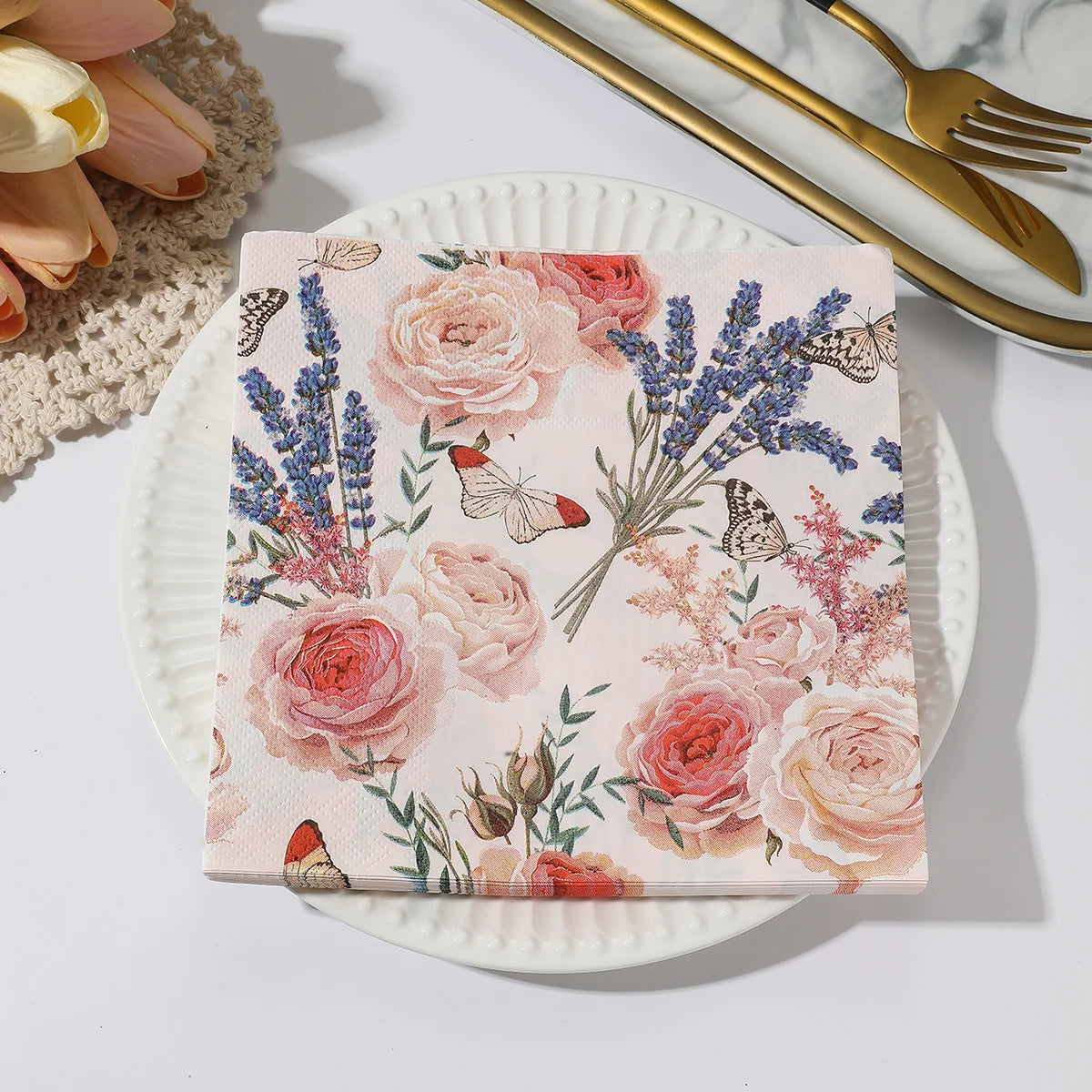 Servilletas de papel de flores, decoraciones de mesa, servilletas artísticas para decoupage, servilletas desechables para fiesta