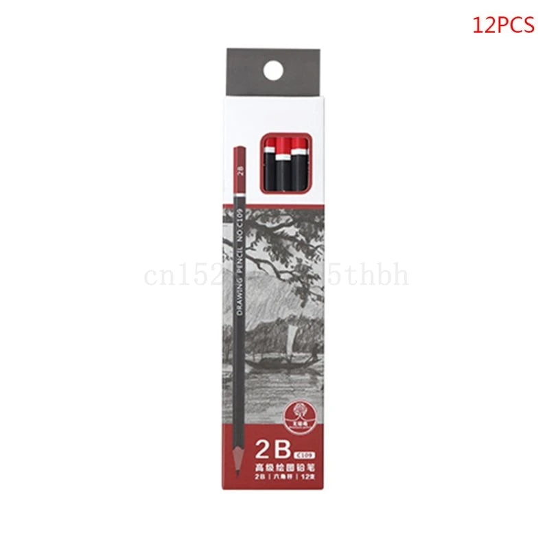 12 unids/caja lápiz de grafito para boceto, dibujo, escritura, 2H HB 2B 3B 3H 4B 5B