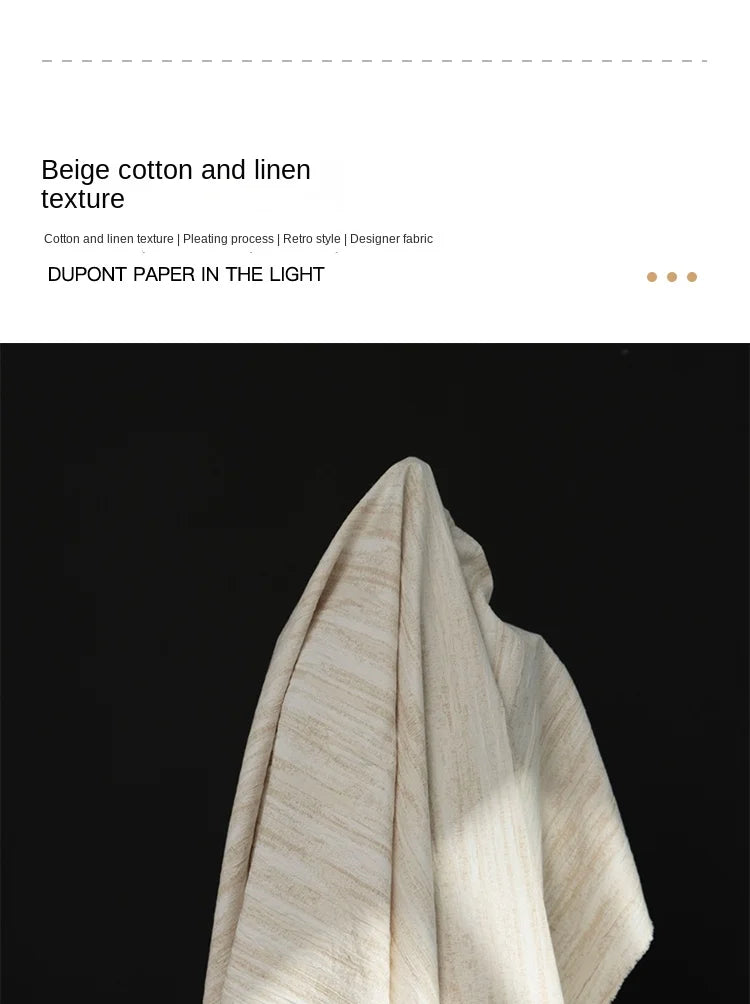 Tela de mezcla de lino y algodón blanco con textura plisada Jacquard antiarrugas