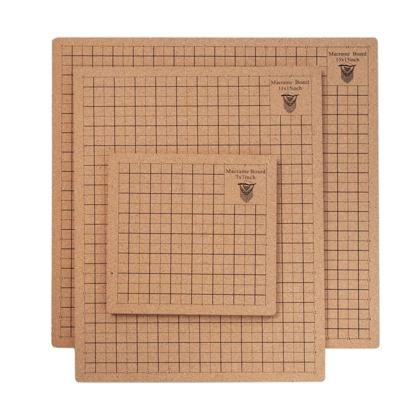 Tablero de macramé. Tablero de corcho cuadriculado 8x8'', 12x16'', 16x16'' para medir las creaciones de macramé y anudados artesanales