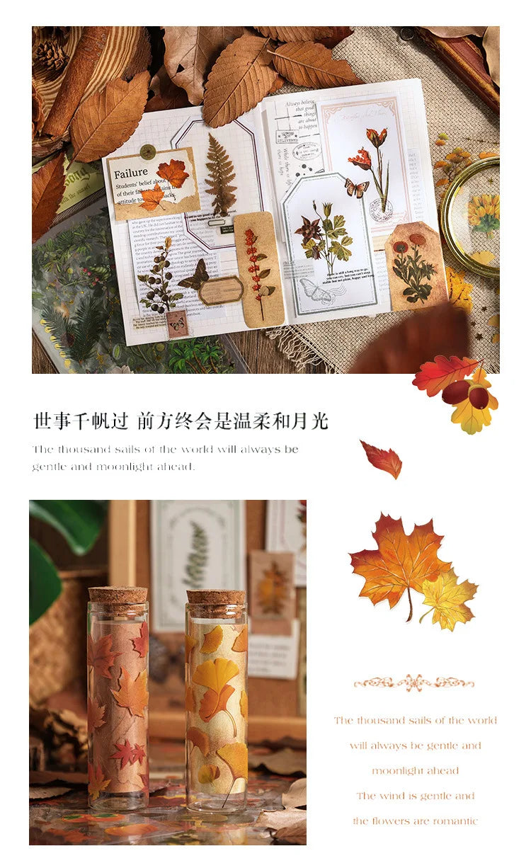 8 páginas, Vintage de otoño, impermeables, pegatinas en bolsa