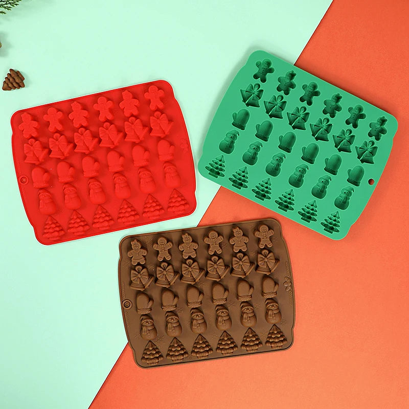 Molde de silicona para Chocolate de Navidad, hombre de jengibre, árbol de Navidad, molde para galletas, cocina casera, herramientas para hornear