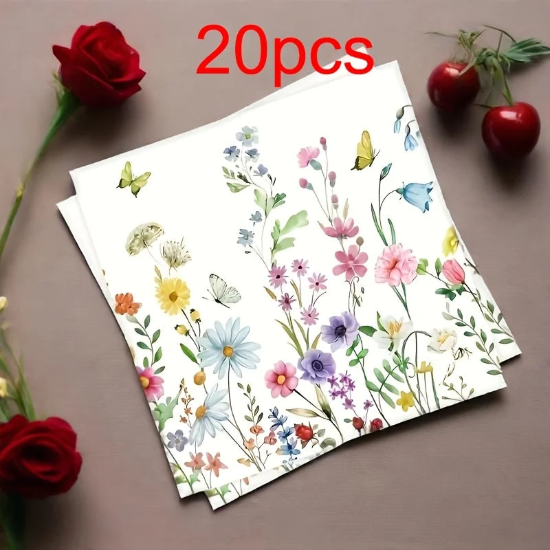 Servilletas de fiesta florales y de mariposa de 20 piezas para, celebraciones y decoupage