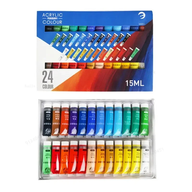 Juego de pinturas acrílicas profesionales de 12/24 colores, de 15ML