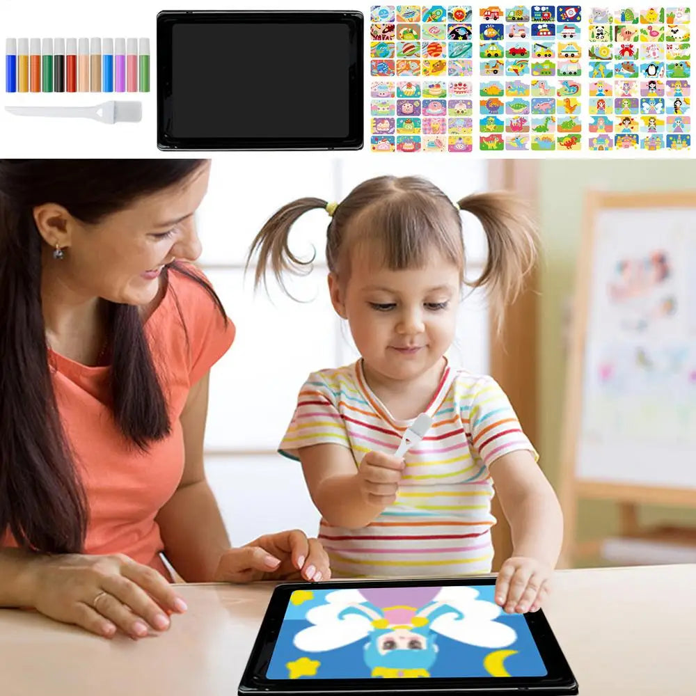 Kits de arte de arena para niños, 12 colores de arena, 16 imágenes , 1 bandeja, 1 herramienta de arte con pincel