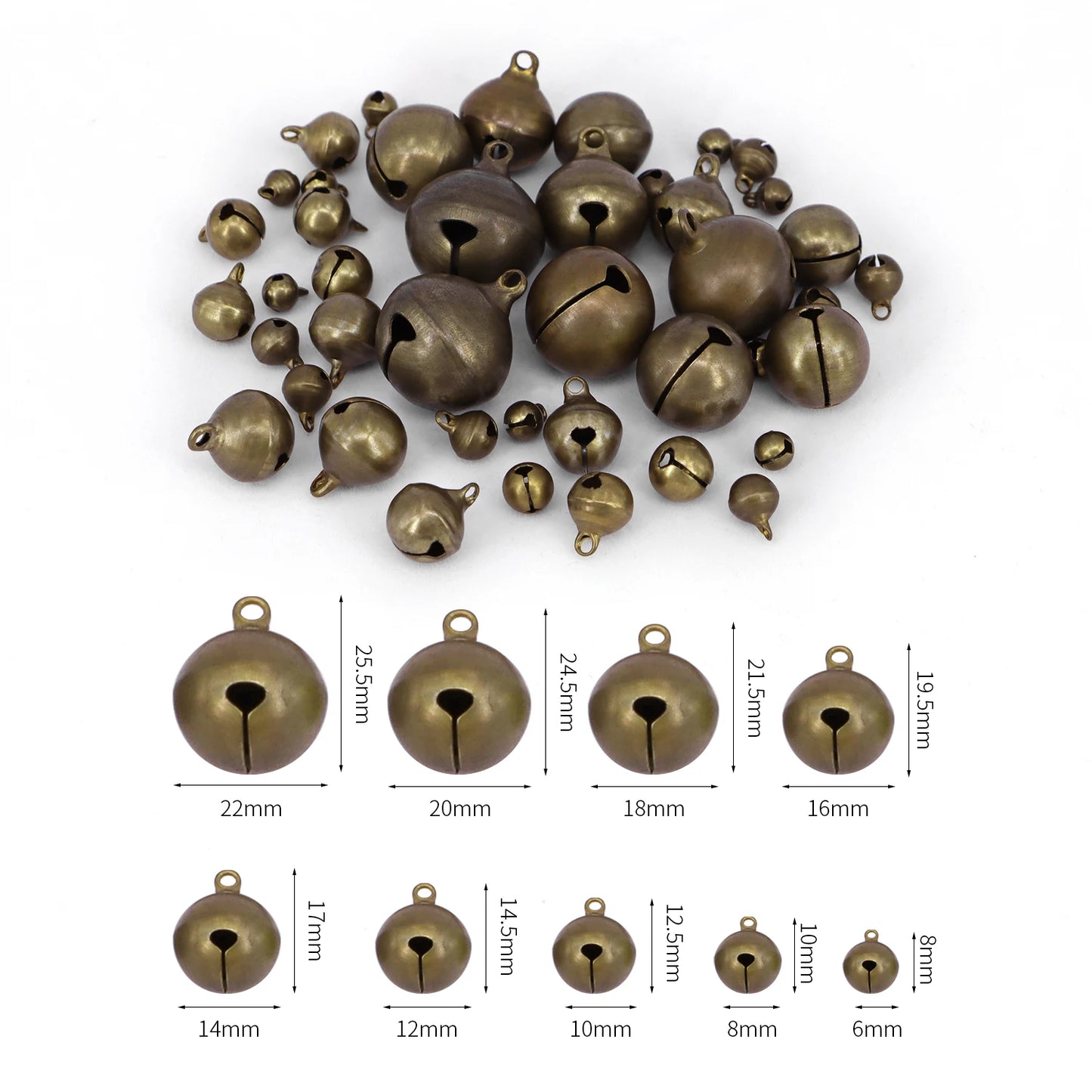 Campanas de bronce pequeñas de cobre, cuentas sueltas, accesorios para hacer a mano, joyería