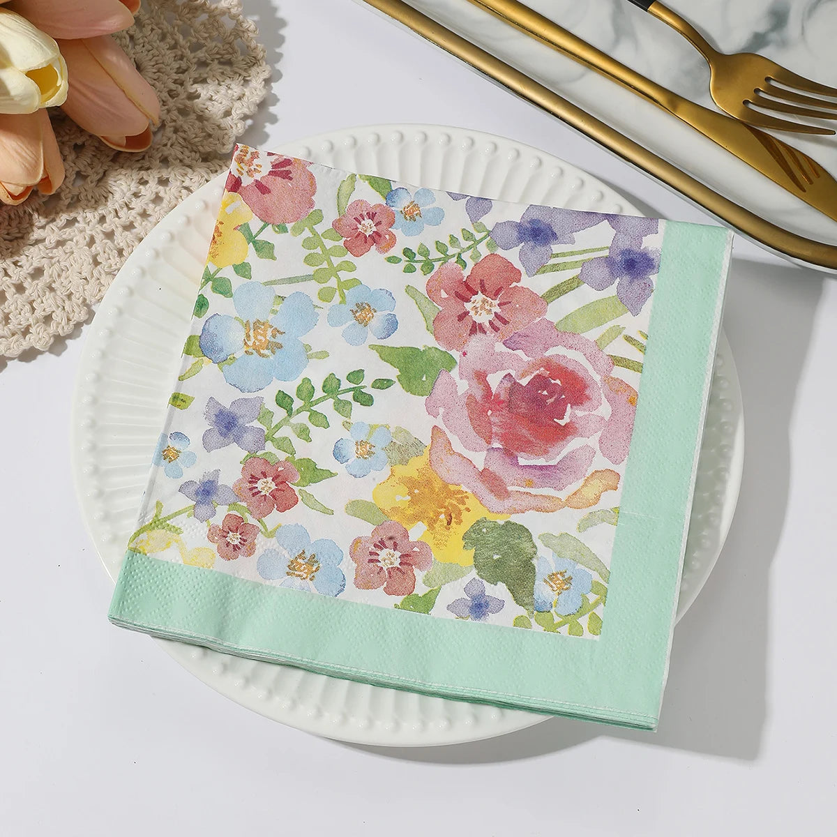 Servilletas de papel de flores, decoraciones de mesa, servilletas artísticas para decoupage, servilletas desechables para fiesta