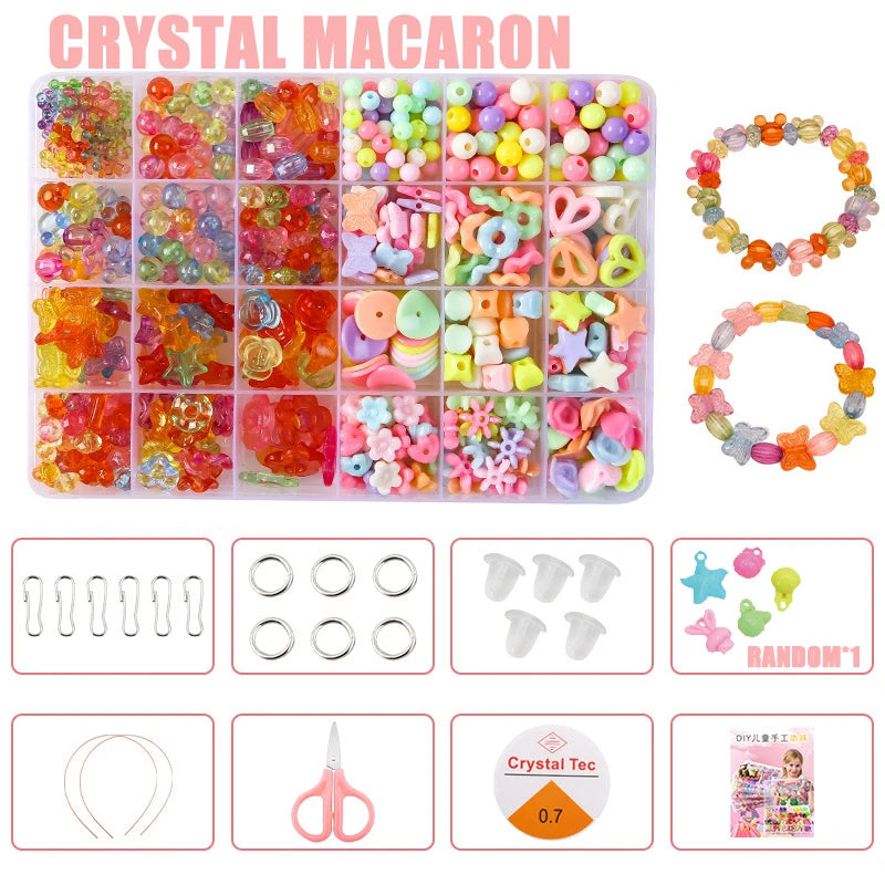 Conjunto de joyería, juego de cuentas espaciadoras sueltas creativas para hacer pulseras y collares, 24 cuadrículas, Cuerda elástica para hacer joyas