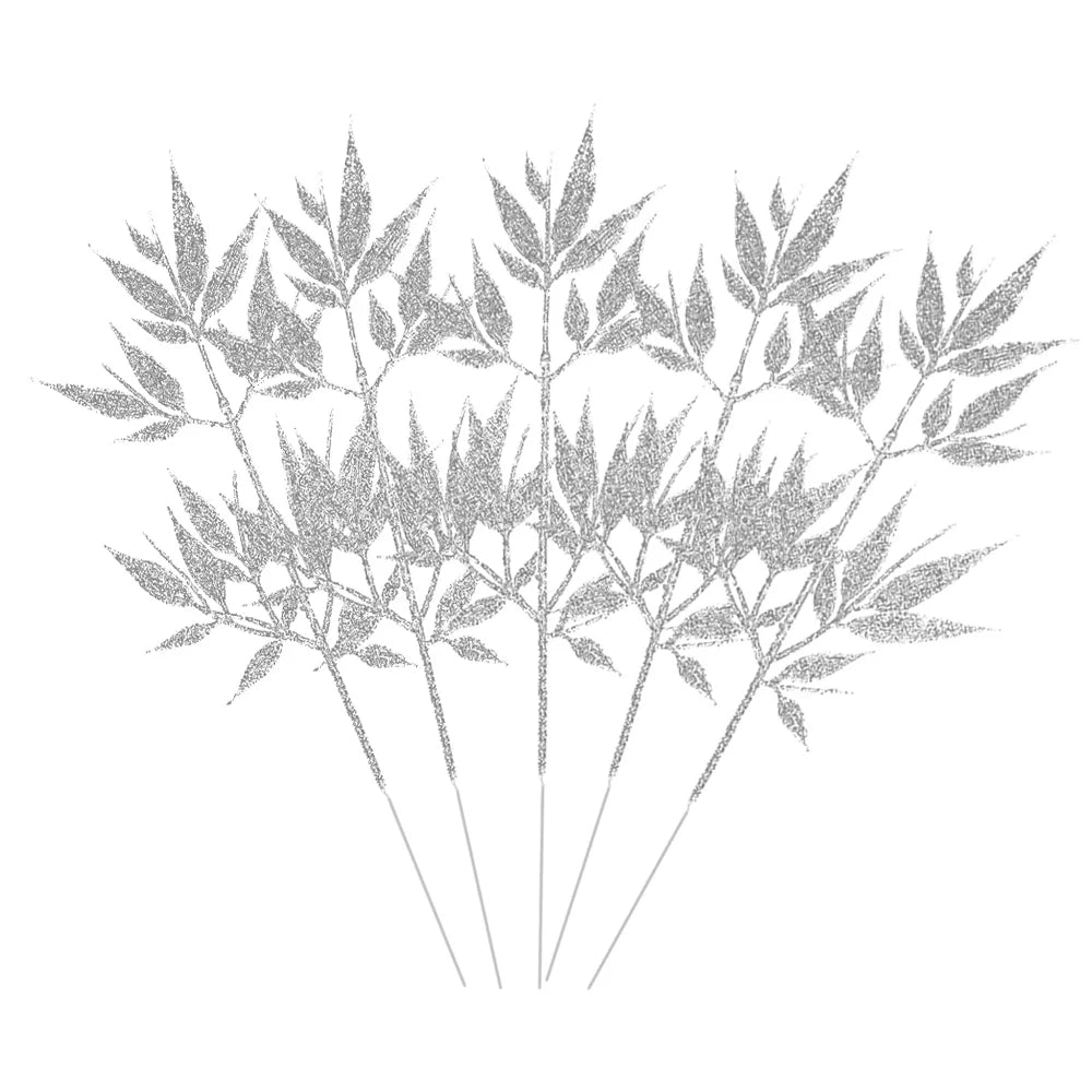 Plantas artificiales de Navidad con purpurina, polvo dorado, flores, hojas, ramas, adorno de árbol de Navidad, 10/1 piezas