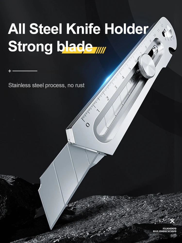 Cuchillo cartonero multiusos de acero inoxidable 6 en 1, abrelatas multifunción, portátil, para oficina, hogar
