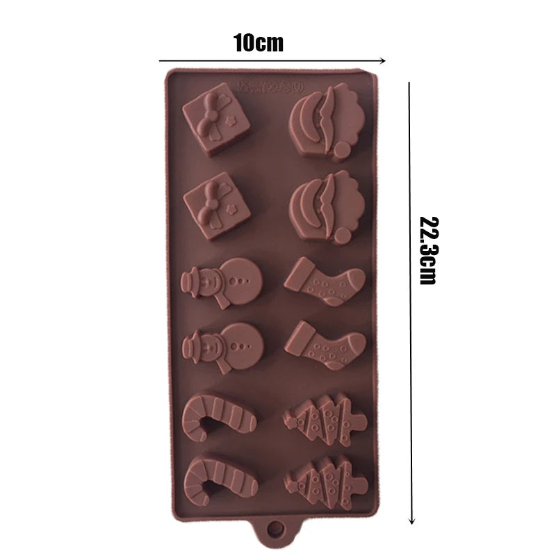Molde de silicona antiadherente con formas de Navidad, para hornear galletas, chocolate, Fondant, dulces, etc.