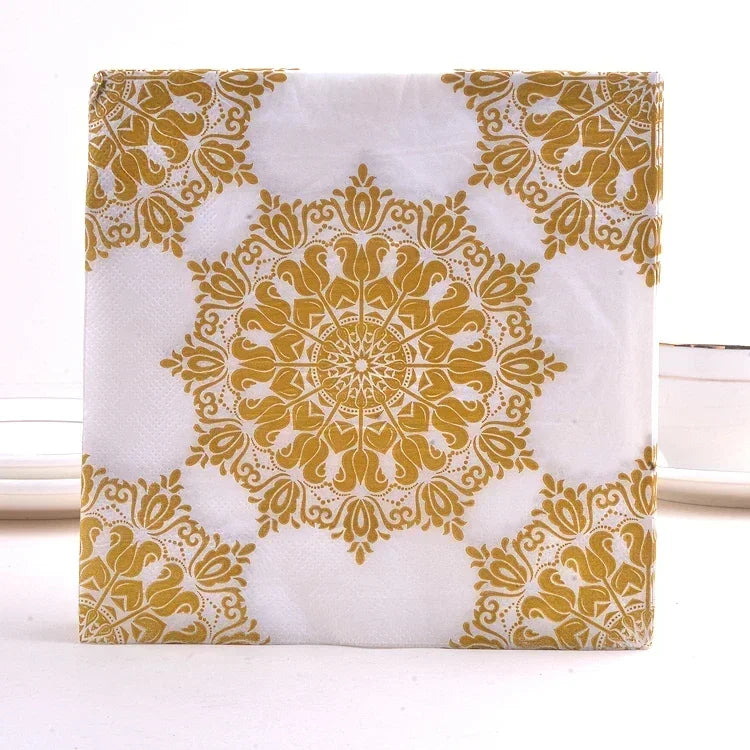Servilleta Individual con estampado, Serie Dorada, Decoupage 20 Uds./pac
