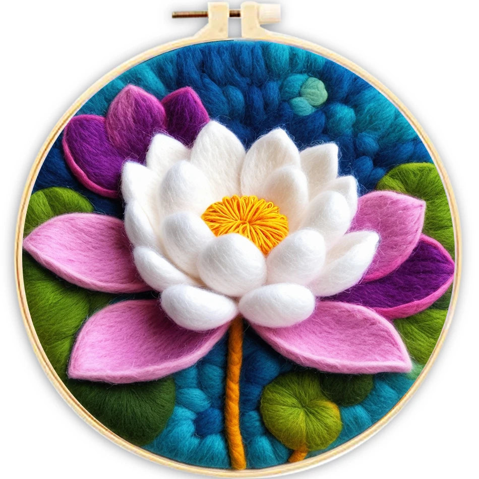 Kit de bordado de fieltro de lana, de flores del campo