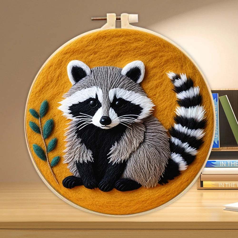 Kit de bordado de lana de fieltro, de animales
