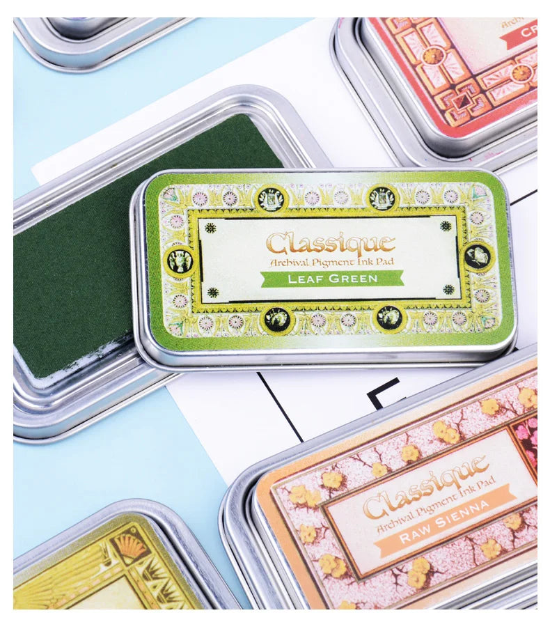 Almohadillas de tinta japonesas Classique, tinta aceitosa de Color Retro, almohadilla de tinta de secado rápido, sello de caja de Metal resistente al agua, 12 colores disponibles, 1 ud.