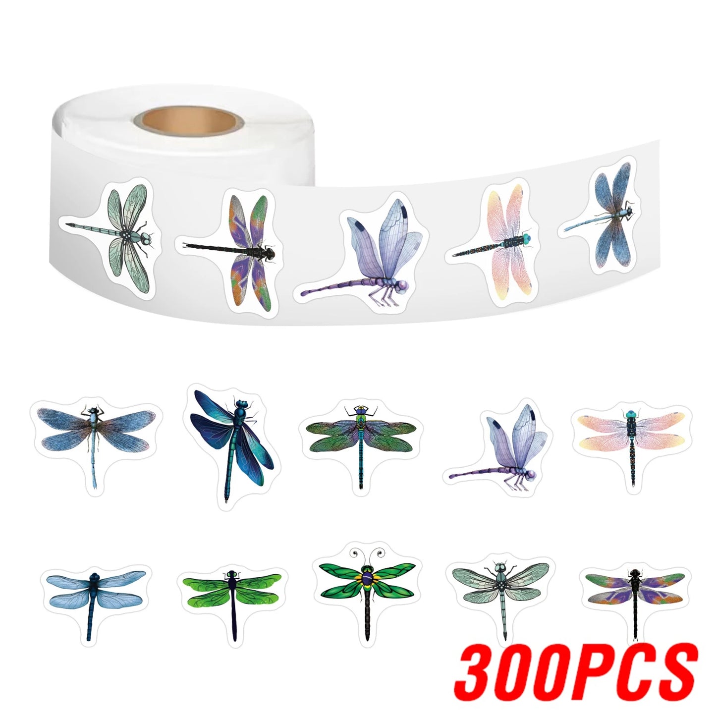 Stickers de libélula para decoración, material de papelería para álbum de recortes, estética, suministros de manualidades, 100-500 piezas