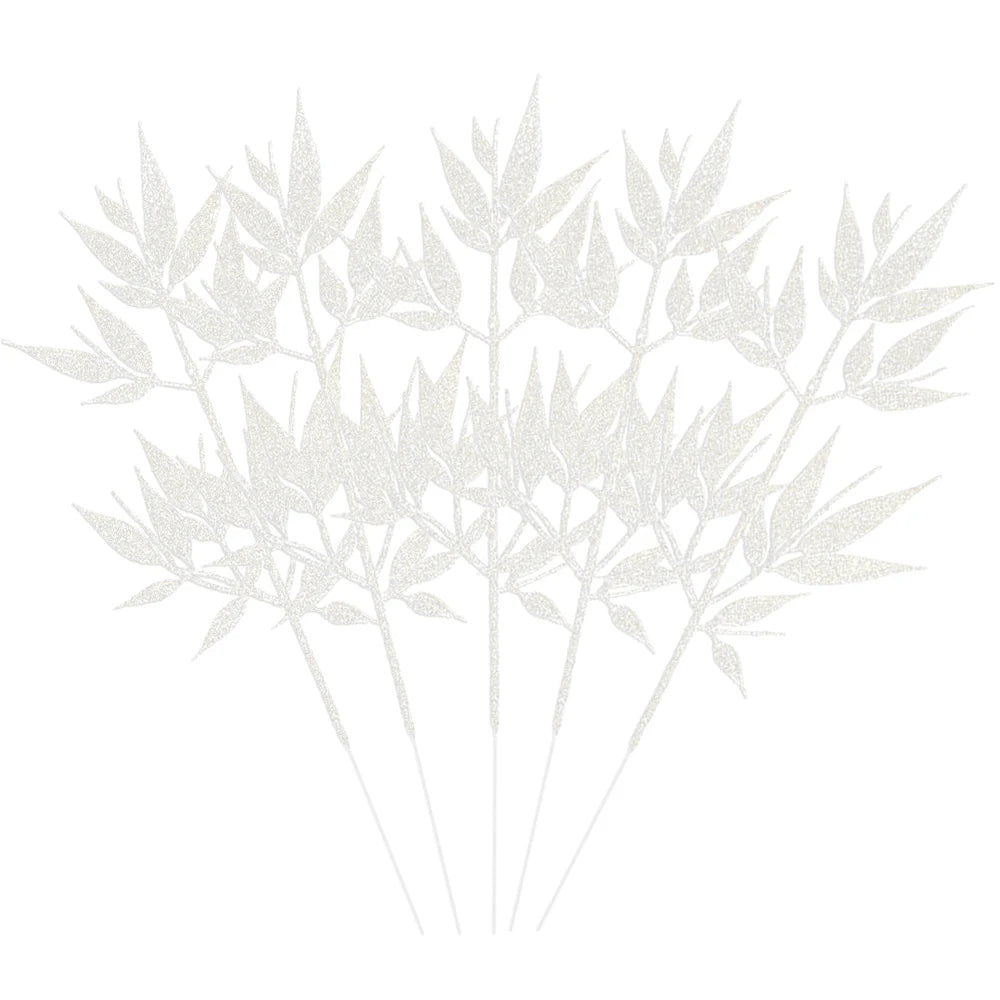 Plantas artificiales de Navidad con purpurina, polvo dorado, flores, hojas, ramas, adorno de árbol de Navidad, 10/1 piezas