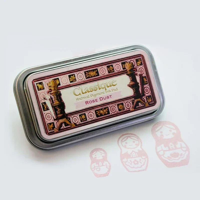 Almohadillas de tinta japonesas Classique, tinta aceitosa de Color Retro, almohadilla de tinta de secado rápido, sello de caja de Metal resistente al agua, 12 colores disponibles, 1 ud.