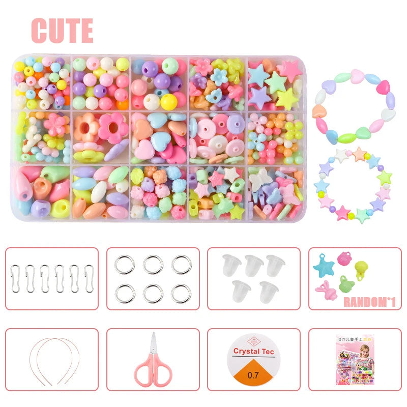 Conjunto de joyería, juego de cuentas espaciadoras sueltas creativas para hacer pulseras y collares, 24 cuadrículas, Cuerda elástica para hacer joyas