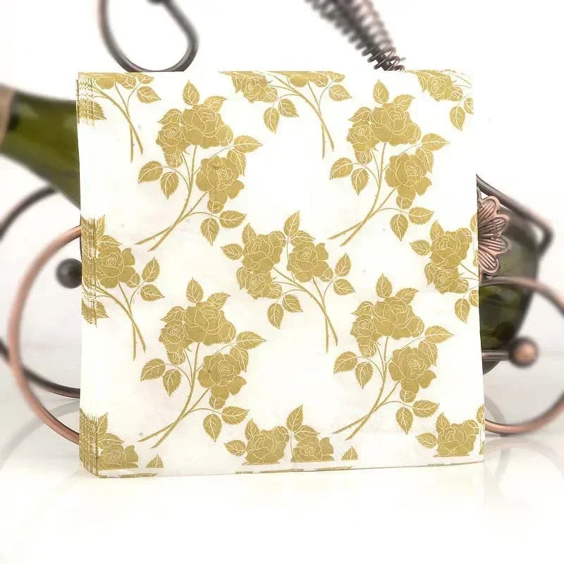 Servilleta Individual con estampado, Serie Dorada, Decoupage 20 Uds./pac
