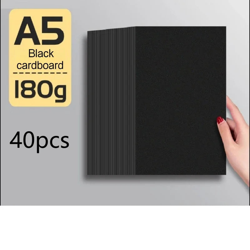 Papel de cartón negro grueso de 180/230/300gsm, papel A4/A5, 20-100 Uds., papel para bocetos de dibujo a mano