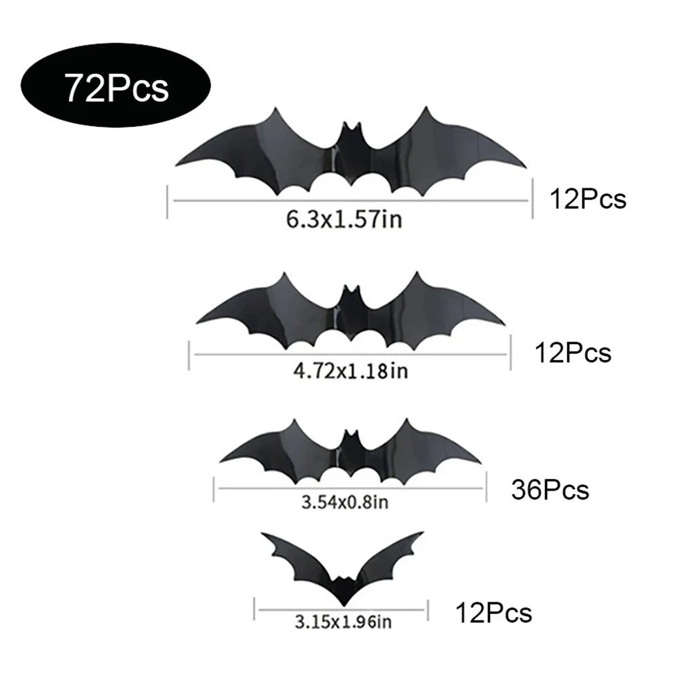 Decoraciones de murciélagos de Halloween de Pvc 3D para pegar en la pared