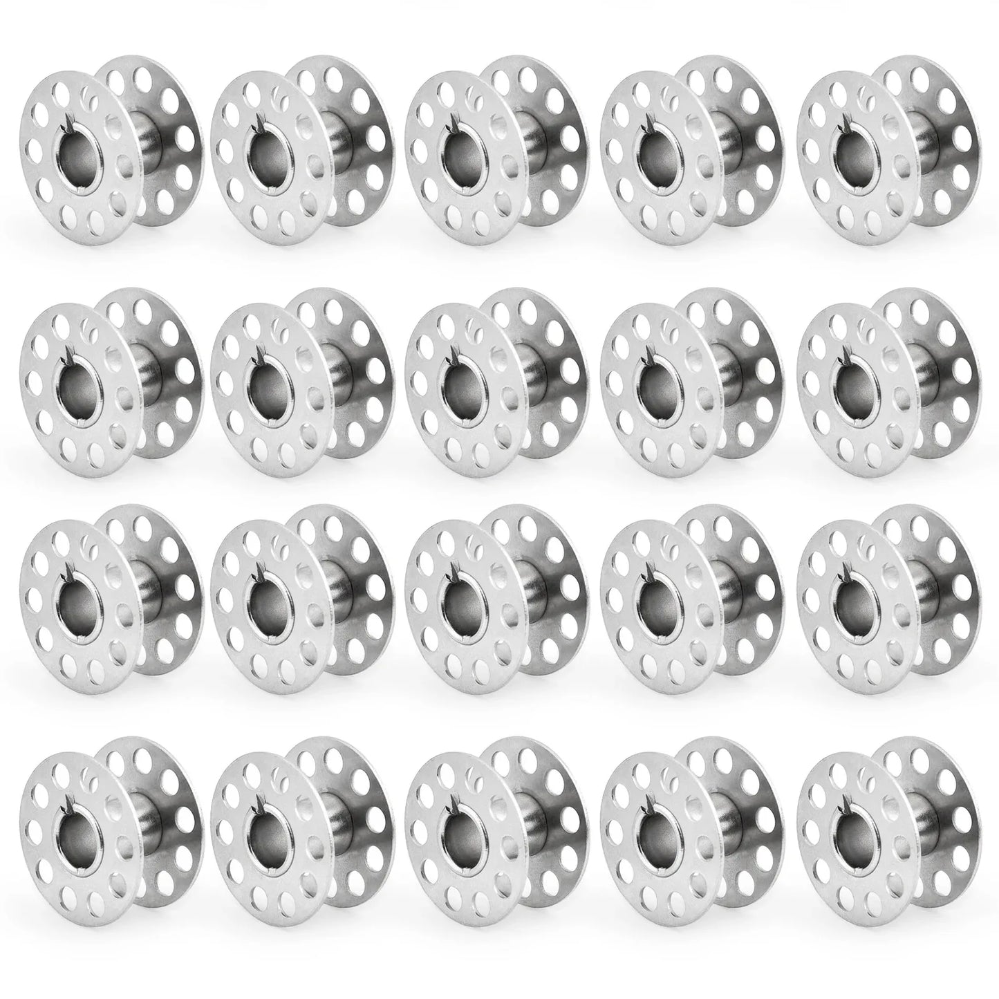 Bobinas de Metal vacías para máquina de coser, carrete de acero inoxidable, Brother Janome Singer. 10-50 piezas