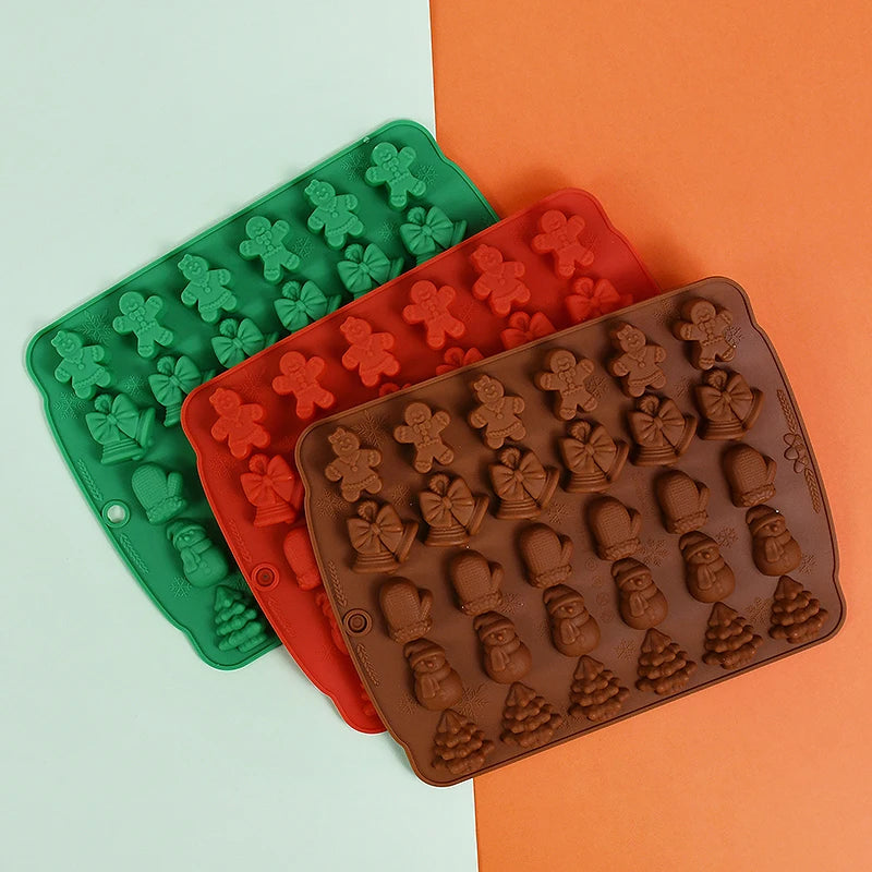 Molde de silicona para Chocolate de Navidad, hombre de jengibre, árbol de Navidad, molde para galletas, cocina casera, herramientas para hornear