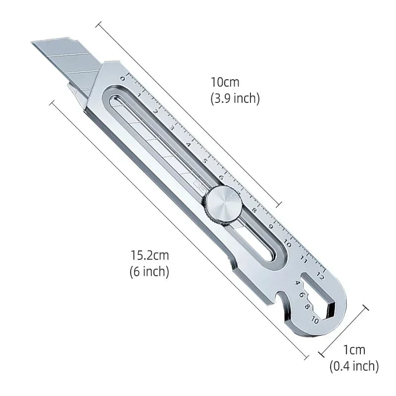 Cuchillo cartonero multiusos de acero inoxidable 6 en 1, abrelatas multifunción, portátil, para oficina, hogar
