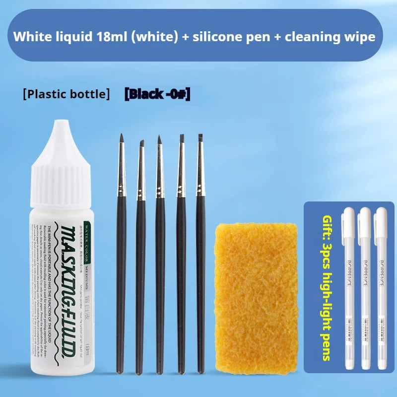 Tinta de enmascaramiento para acuarela, botella de Gel blanco líquido, tubo de aguja, pintura líquida blanca de acuarela