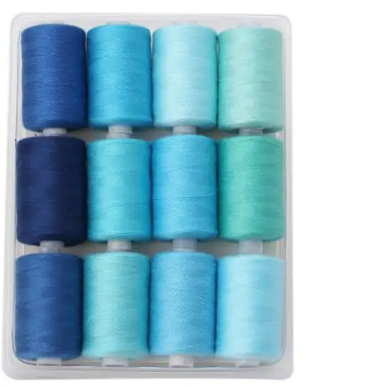 12 unids/caja de hilo de coser de poliéster de colores mezclados, 1000 yardas cada carrete