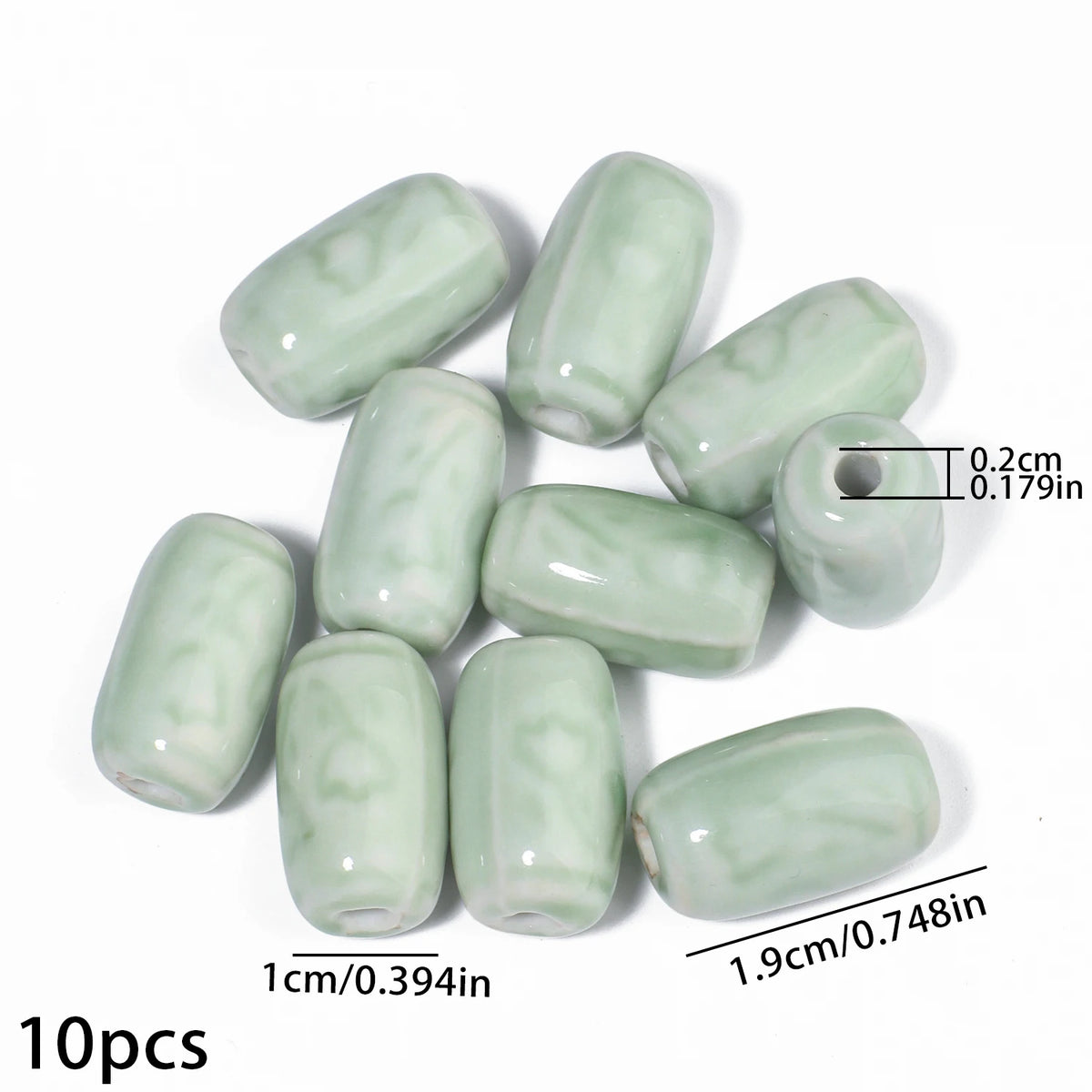10x19mm, 10 Uds. Mostacillas de cerámica de tubo largo colorido