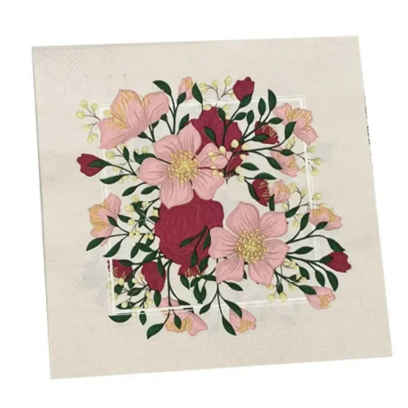 Servilletas con estampado de flores y hierba, de alta calidad