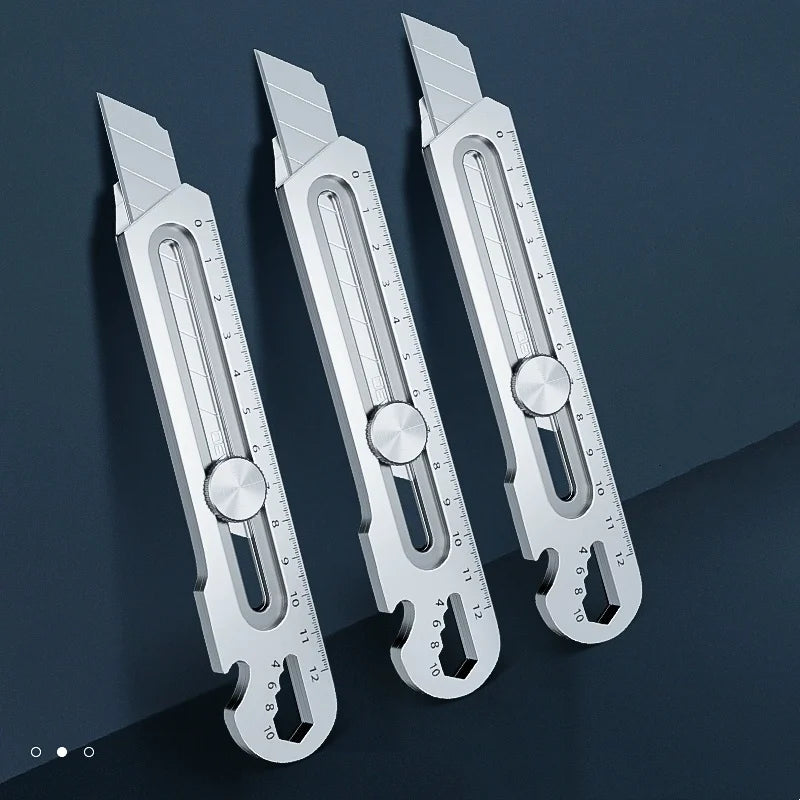 Cuchillo cartonero multiusos de acero inoxidable 6 en 1, abrelatas multifunción, portátil, para oficina, hogar