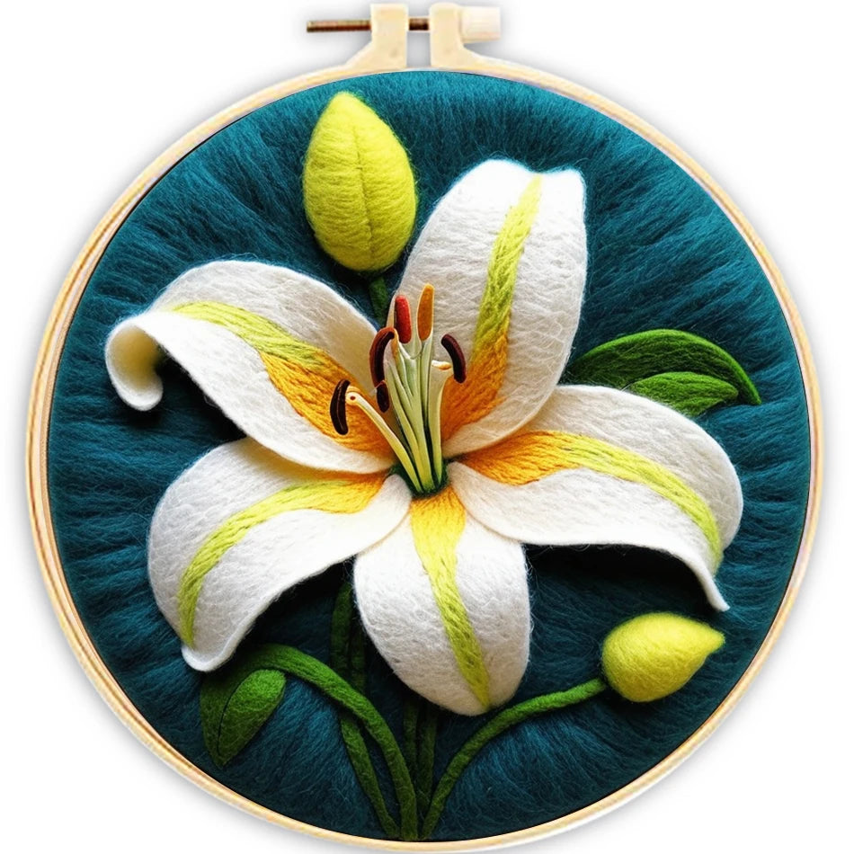 Kit de bordado de fieltro de lana, de flores del campo