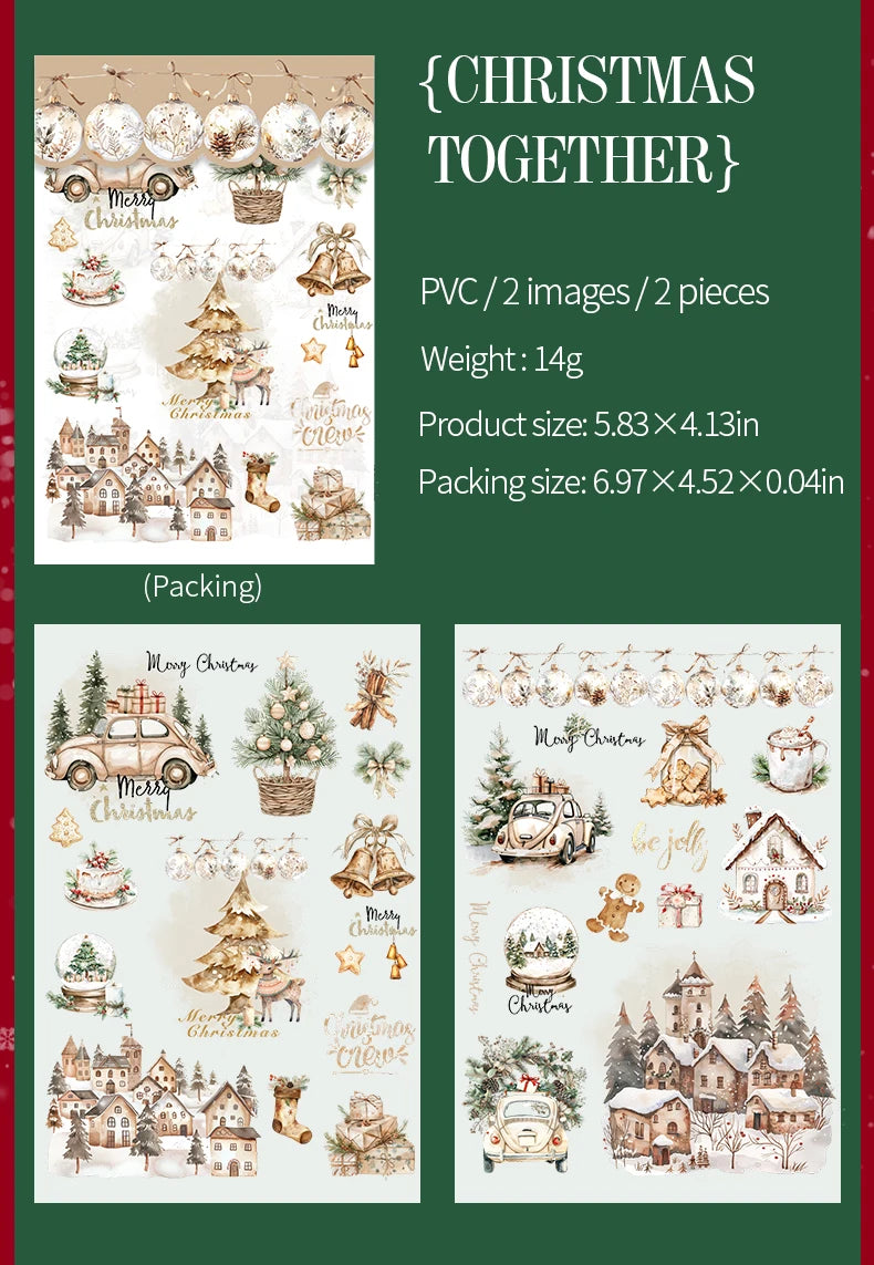 Etiquetas adhesivas decorativas con temática navideña para álbum de recortes, 2 uds.