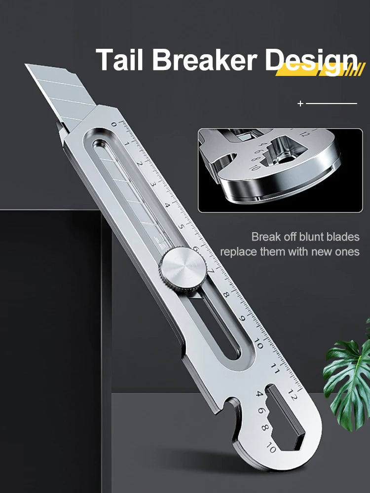 Cuchillo cartonero multiusos de acero inoxidable 6 en 1, abrelatas multifunción, portátil, para oficina, hogar
