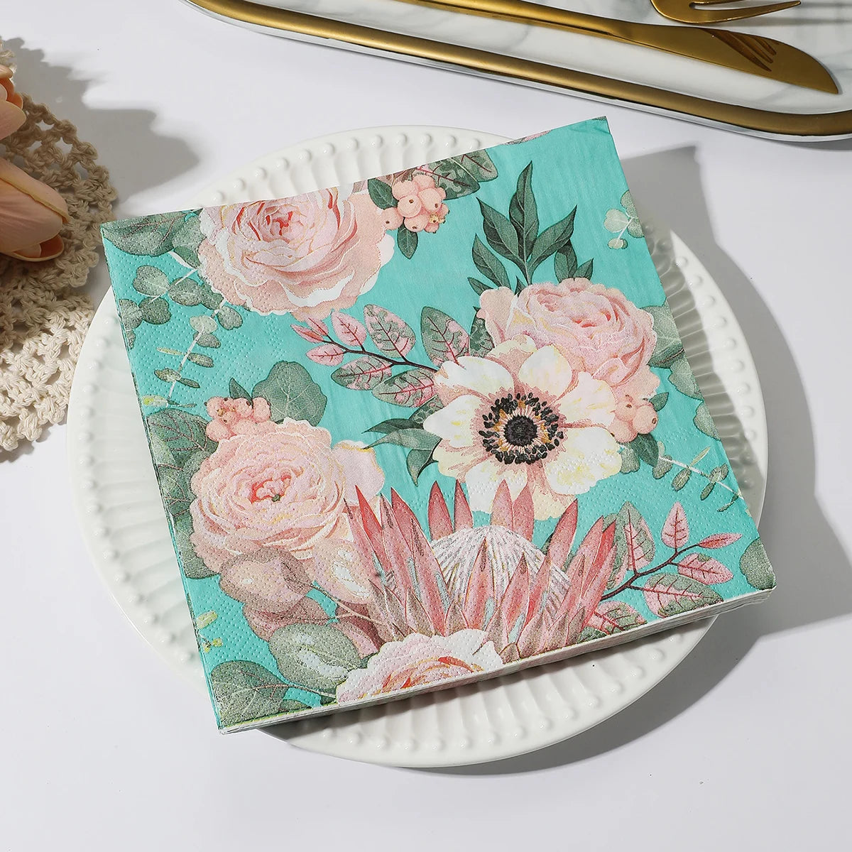 Servilletas de papel de flores, decoraciones de mesa, servilletas artísticas para decoupage, servilletas desechables para fiesta
