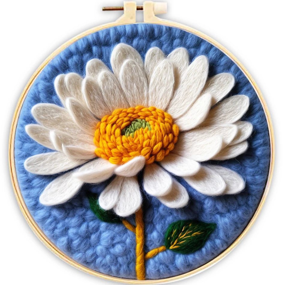 Kit de bordado de fieltro de lana, de flores del campo