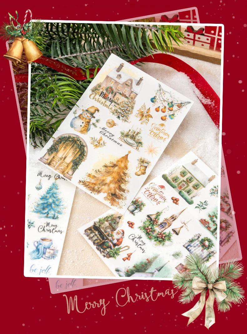 Etiquetas adhesivas decorativas con temática navideña para álbum de recortes, 2 uds.