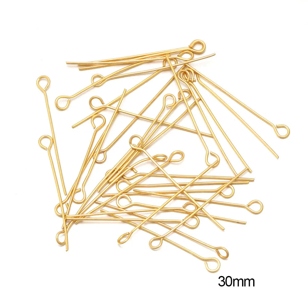 100/50 Uds. Cabezas de acero inoxidable, de cabeza plana, de bola de Color dorado para accesorios de joyería