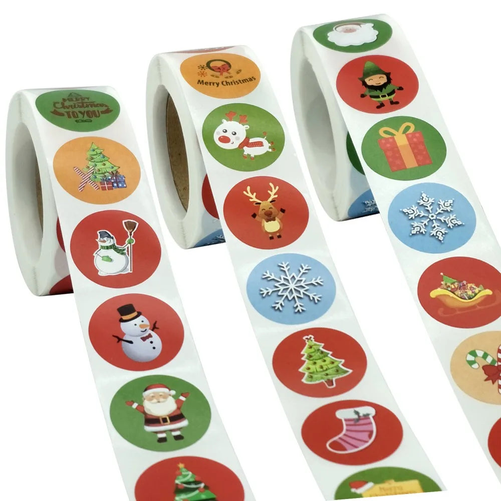 Etiquetas adhesivas de Navidad, para regalos o decoración, 50 a 500 piezas