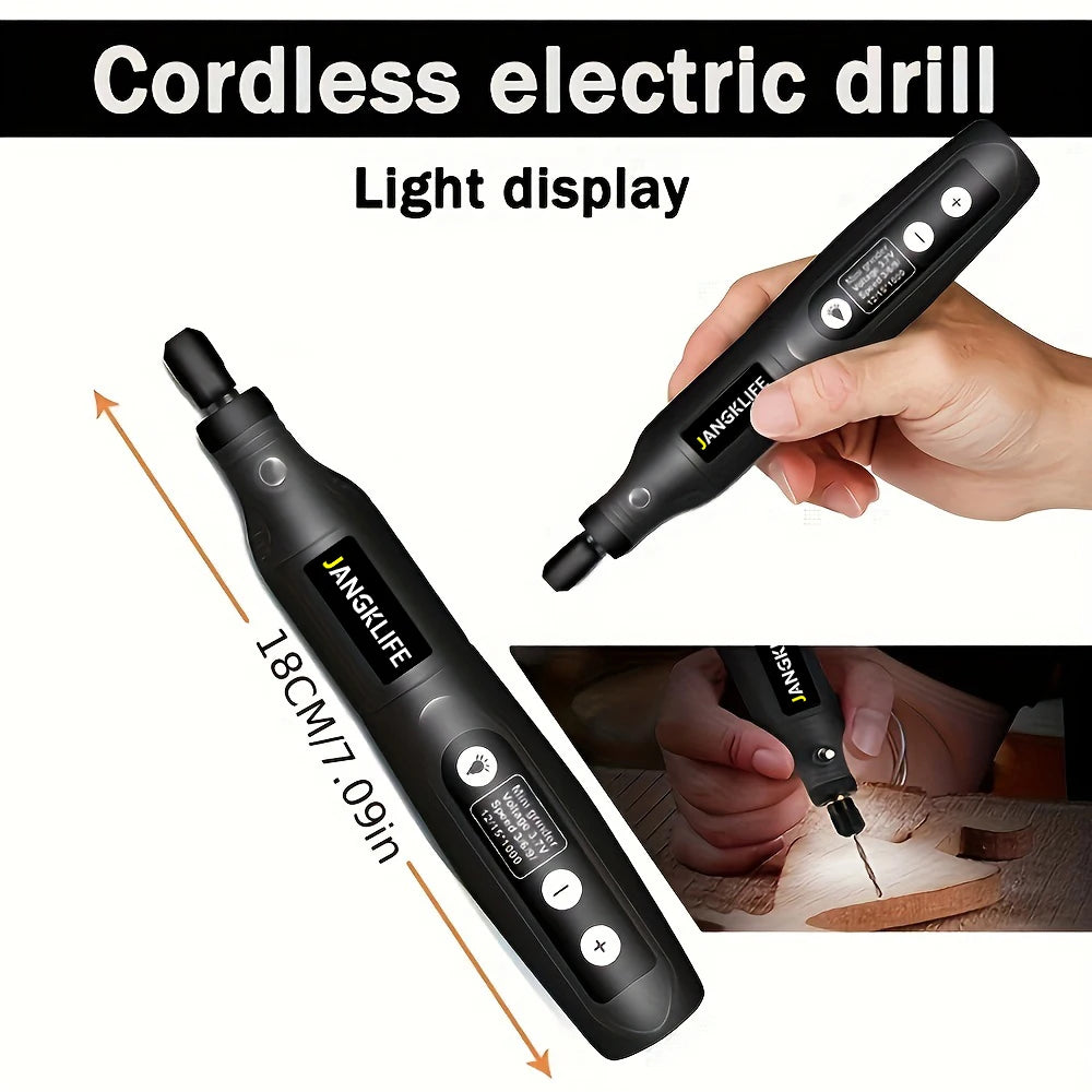 Kit de herramientas rotativas inalámbricas USB, bolígrafo de grabado de carpintería, para joyería, metal, vidrio, Mini Taladro Inalámbrico