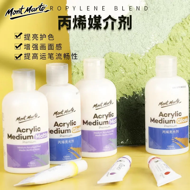 Mont Marte, acrílico Premium, textura media/de limpieza, Gesso/mate medio/brillo, acrílico profesional medio, 1 ud.