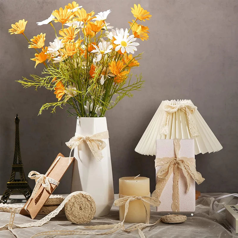 Cinta de encaje de algodón para costura, accesorio de 5M para costura color Beige.